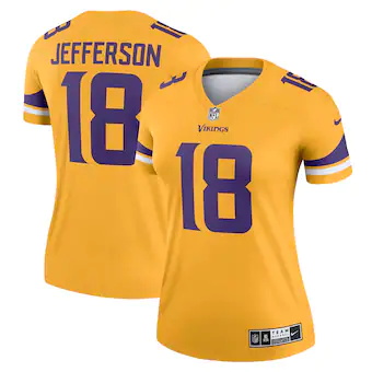 womens nike justin jefferson gold minnesota vikings inverte